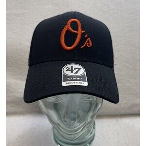 O's Baltimore Orioles '47 MVP Rear Spell Out Baseball Hat Black Adjustable Strap